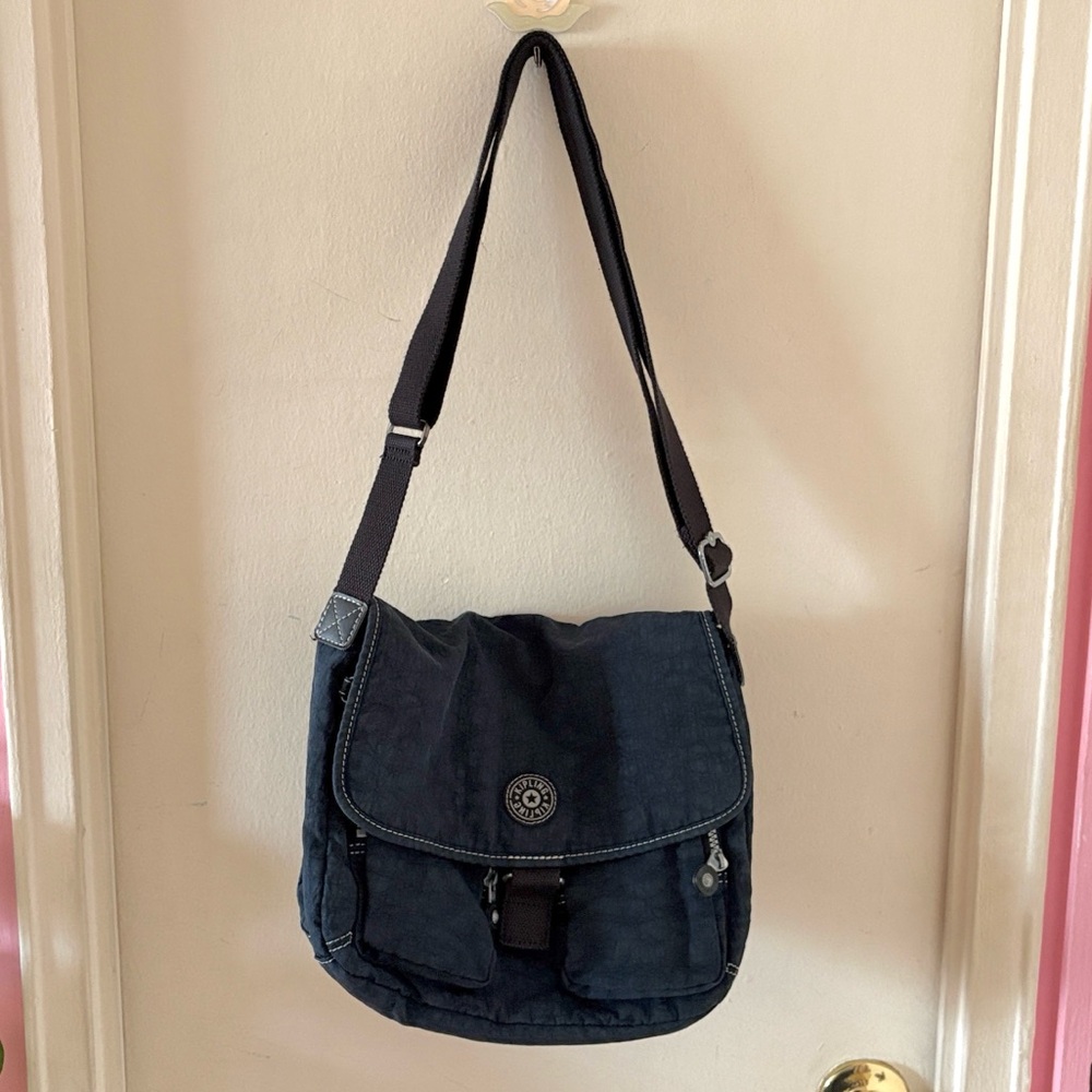 Kipling Navy Blue Crossbody Cargo Bag with Black Strap - Picture 2 of 8